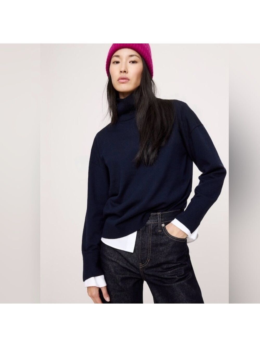 Banana Republic Relaxed Oversize Cashmere Turtleneck Sweater NWT S Old Money